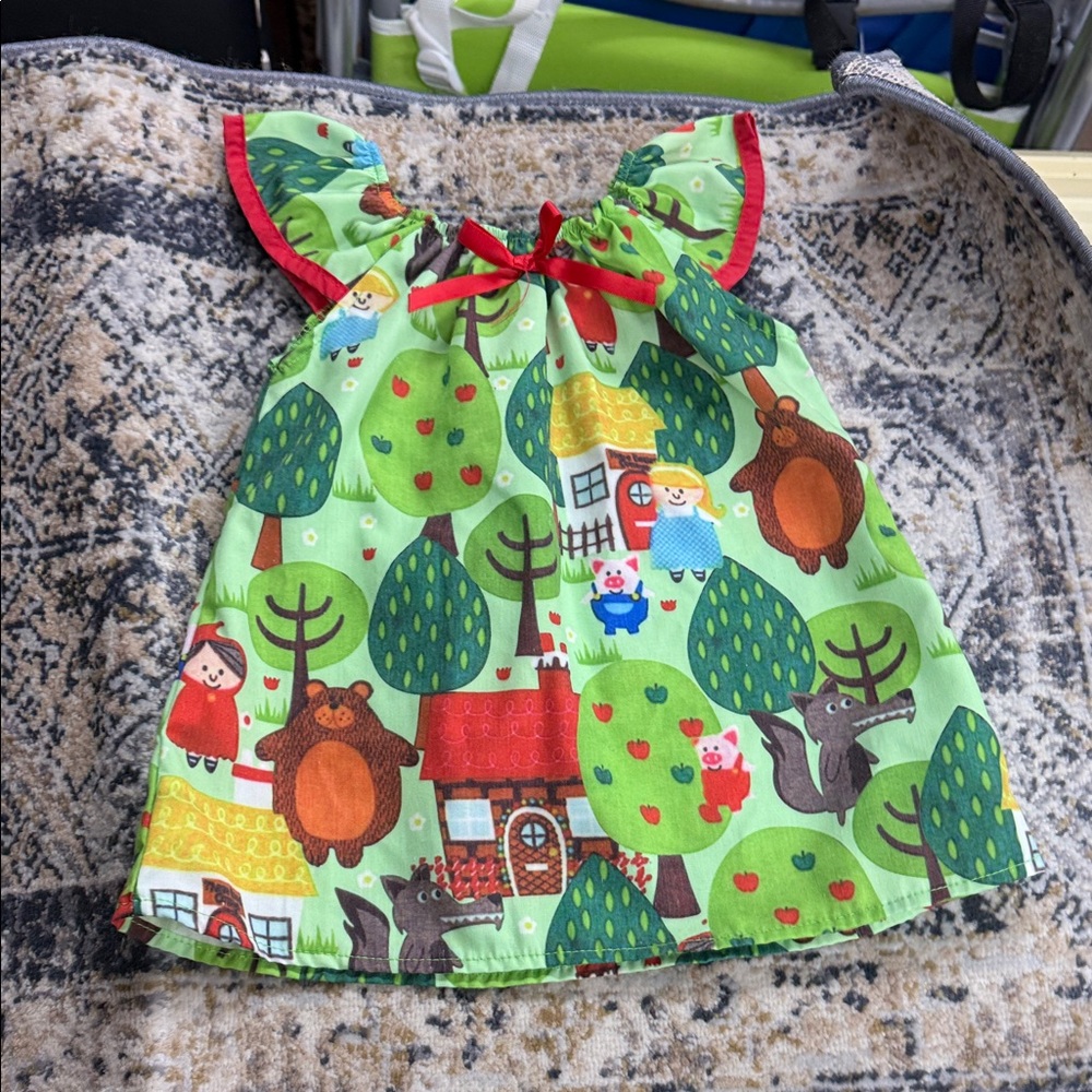 Colorful Kids Forest-Themed Dress hand made